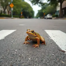 sapo usando faixa de pedestres